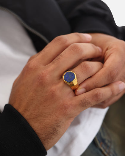Saint Morta Lapis Octagon Signet Ring Gold
