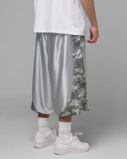Loiter Impact Satin Shorts Grey Distressed Camo