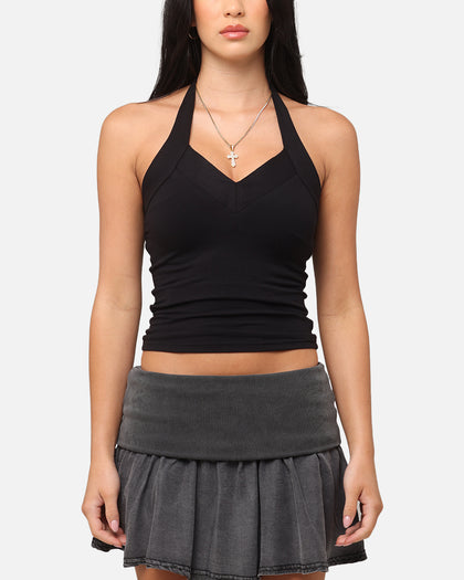 XXIII Women's Rib Halter Top Black