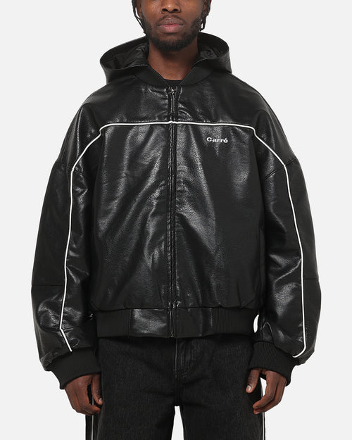 Carré Velocity Vegan Leather Bomber Jacket Black