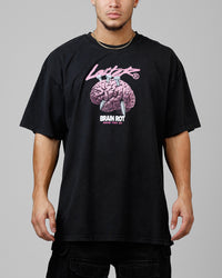 Loiter Brain Rot Vintage T-Shirt Black Acidwash
