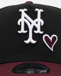 New Era New York Mets 'Burgundy Hearts' 9FORTY A-Frame Snapback Black/Maroon