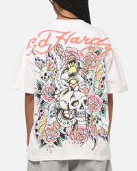 Ed Hardy Floral Skull T-Shirt Off White