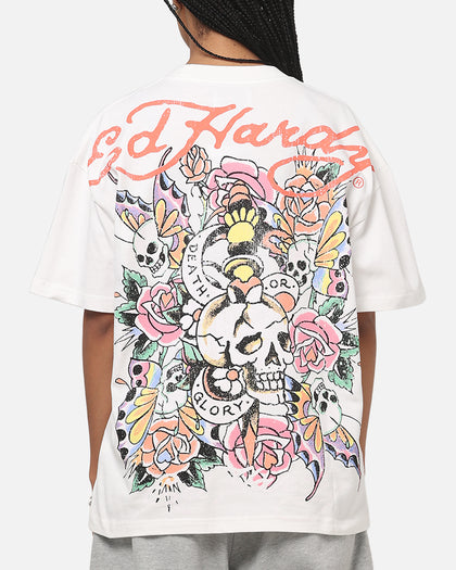 Ed Hardy Floral Skull T-Shirt Off White