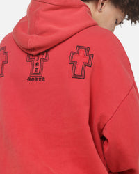 Saint Morta Requiem Boxy Hoodie Vintage Washed Red