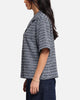 XXIII Boucle Tweed Crop Button Up Shirt Black/White/Blue
