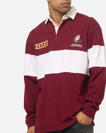 Mitchell & Ness Queensland Maroons Panelled Rugby Shirt Maroon