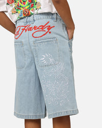 Ed Hardy Dragon Jorts Light Blue