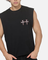 Saint Morta Liberty Cut Off Muscle T-Shirt Washed Black