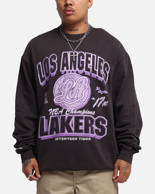 Mitchell & Ness Women's Los Angeles Lakers Arch Logo Crewneck Overdyed Black