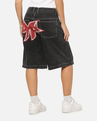 X-Large 91 Star Bull Denim Shorts Washed Black