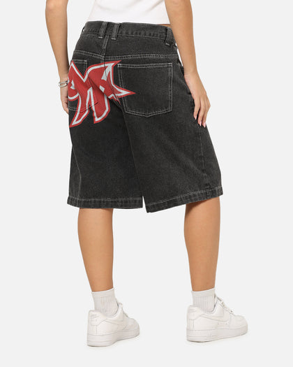 X-Large 91 Star Bull Denim Shorts Washed Black