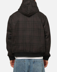 Carre Sherpa Lined Zip Hoodie Black Plaid
