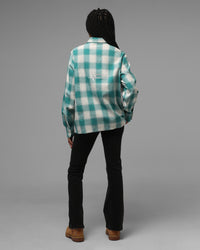Loiter Hybrid Flannel Button Up Shirt Green-Plaid