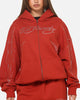 Ed Hardy Cyber Rhinestone Zip-Up Hoodie Red