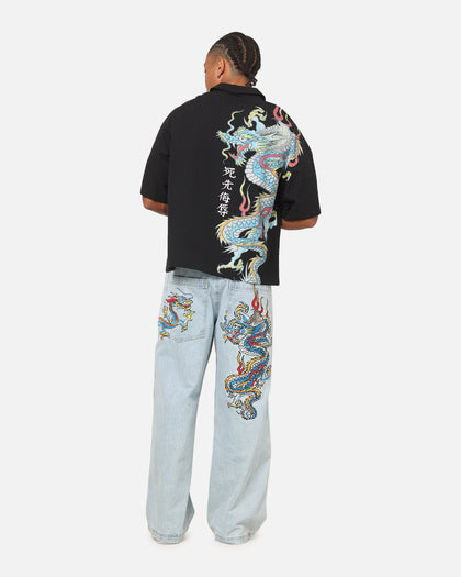 Ed Hardy Dragon Button Up Shirt Charcoal