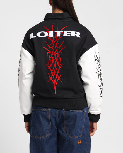 Loiter Cyber Varsity Jacket Black/White
