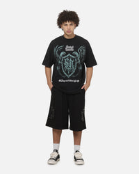 Saint Morta Marked Baggy Sweat Shorts Off Black
