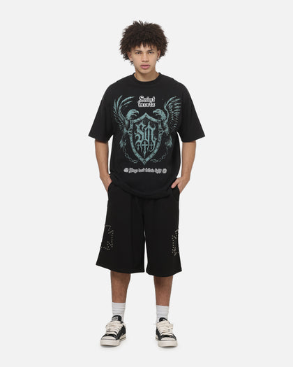Saint Morta Marked Baggy Sweat Shorts Off Black