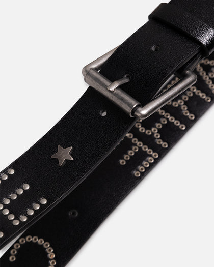 Carre Studded Vegan Leather Belt Black