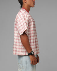 Loiter Script T-Shirt Pink Check