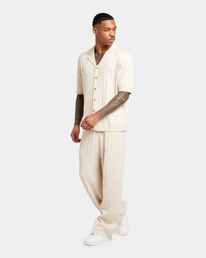 XXIII Terry Knit Button Up Shirt Tan