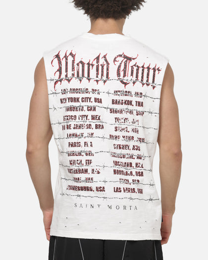 Saint Morta World Tour Oversized Muscle T-Shirt Off White