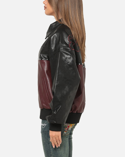 Ed Hardy Voltage Bomber Jacket Black/Burgundy