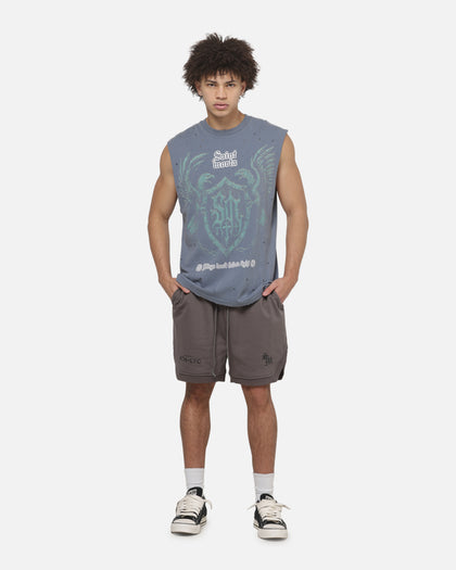 Saint Morta Wings Of Flight Oversized Muscle T-Shirt Washed Blue