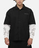 Saint Morta Marked Layered Long Sleeve Button Up Shirt Black/White