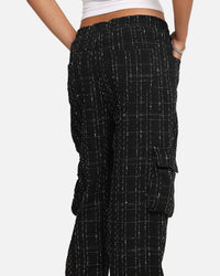 XXIII Boucle Tweed Cargo Pants Black