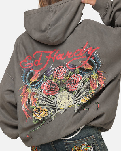 Ed Hardy Boom Hoodie Washed Charcoal
