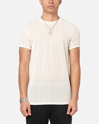 Sik Silk Textured Muscle Fit T-Shirt White