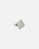 Saint Morta Concave Square Earrings Iced White Gold