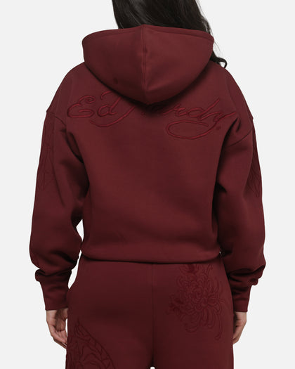 Ed Hardy Women's Tattoo Zip Hoodie Burgundy