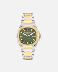Aston Martin GPQ Two-Tone Case Bertelli Green Dial Bracelet Watch Silver/Gold/Green