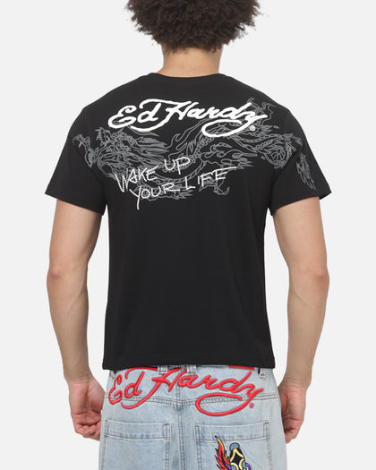 Ed Hardy Wake Up T-Shirt Washed Black
