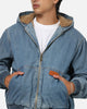 Carre Sherpa Lined Zip Hoodie Mid Blue Denim