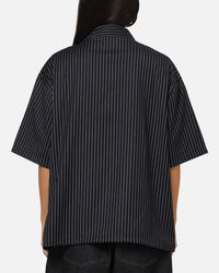 Carre Grid Button Up Shirt Navy Pinstripe