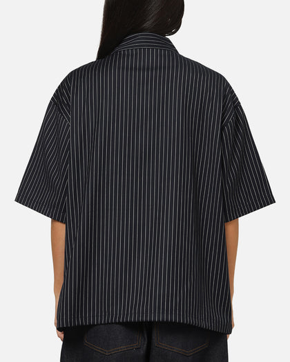 Carre Grid Button Up Shirt Navy Pinstripe