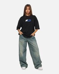 Carre Star Mark T-Shirt Black Acidwash