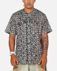 Majestic Athletic New York Yankees Leopard Baseball Button Up Shirt Leopard