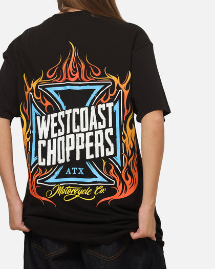 West Coast Choppers Skew Logo Flames T-Shirt Black