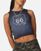 Willie Nelson Women's Route 66 Sunfade Cropped Tank Black Wash