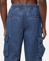 Carre Denim Superior Cargo Joggers Mid Blue Denim