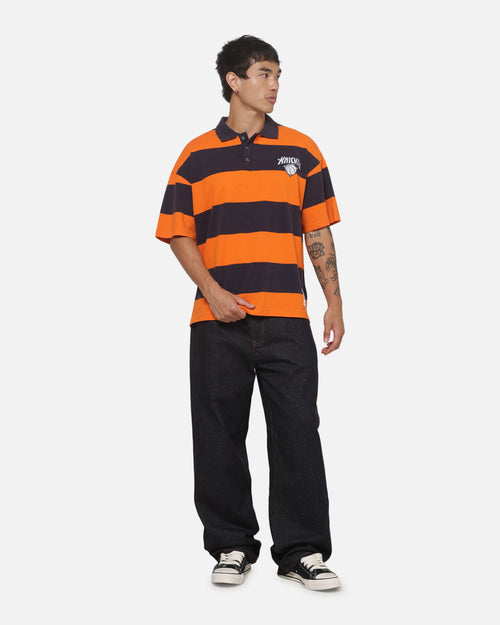 Mitchell & Ness New York Knicks Striped Polo T-Shirt Navy