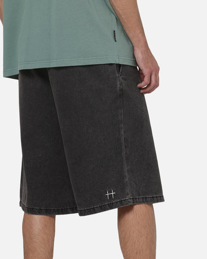 Saint Morta Graves Baggy Walk Shorts Black Shadow