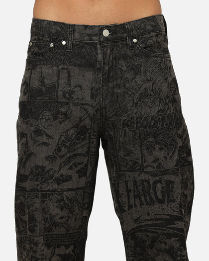 X-Large Comic Denim Pants Black