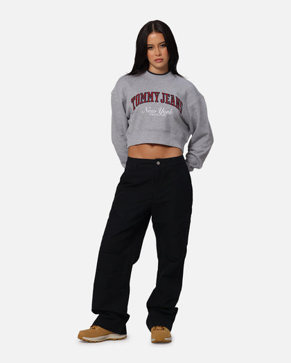 Tommy Jeans Women's Crop Collar Crewneck Grey Heather