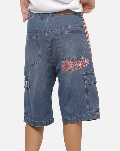 X-Large Oval Baggy Cargo Denim Shorts Indigo Blue